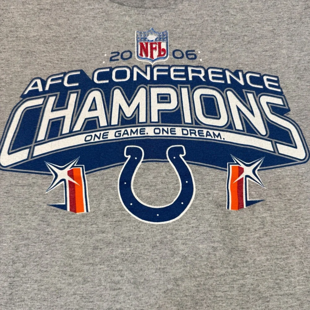Vintage Y2K NFL Long Sleeve Shirt Mens L Gray Colts 2006 AFC Champions Tee